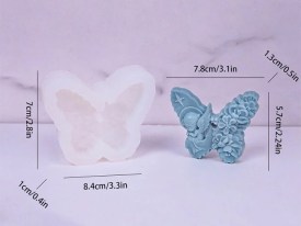 Molde silicona mariposa angelitos y flores portasahumerios